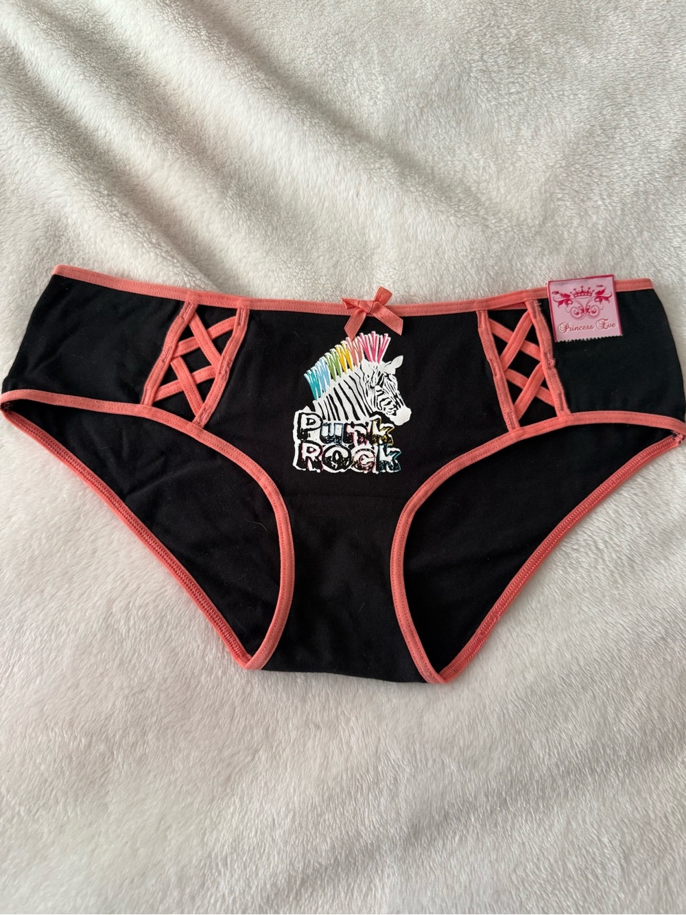 Black & Coral women’s hipster panties with Zebra Graphic